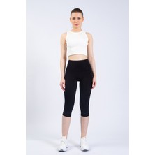 The Step Sports Snc Kadın Siyah Cepli Yüksek Bel Toparlayıcı, Kapri Yoga Tayt 19"