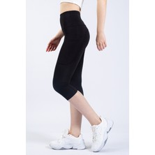 The Step Sports Snc Kadın Siyah Cepli Yüksek Bel Toparlayıcı, Kapri Yoga Tayt 19"
