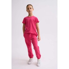 RECOLOR Organik Cepli Bağcıklı Kız Çocuk Eşofman Altı - Pembe - 8-10