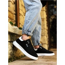 Xon1 330 Fermuarlı Bağcıklı Siyah Beyaz Detaylı Kalın Taban Casual Erkek Ayakkabı