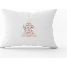 Cango Home Beyaz Pembe Modern Heykel Figürlü Dijital Baskılı Kırlent Kılıfı CGH541-3550 Çift Tarafı Baskılı