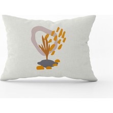 Cango Home Gri Sarı Bohem Tarz Yaprak Desenli Dijital Baskılı Kırlent Yastık Kılıfı  CGH643-3550 Çift Tarafı Baskılı