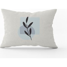 Cango Home Kahverengi Mavi Modern Soyut Yaprak Desenli Dijital Baskılı Kırlent Yastık Kılıfı  CGH654-3550 Çift Tarafı Baskılı