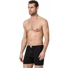 Namaldı 1 Adet Siyah Renk Düğmeli Penye Boxer