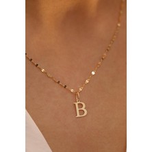 Milet Kuyumculuk 14 Ayar Altn B Harfli Kalın Aynalı Zincir Kolye