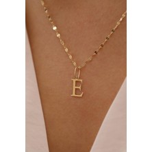 Milet Kuyumculuk 14 Ayar Altn E Harfli Kalın Aynalı Zincir Kolye