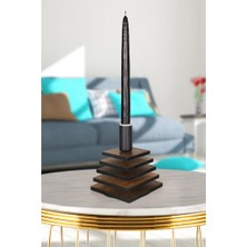 Begüsa Adil Ahşap Mumluk Ceviz Kare