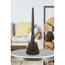 Begüsa Adil Ahşap Mumluk Ceviz Yuvarlak