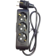 Viko Siyah Multi-Let 3'lü Topraklı Çocuk Korumalı Grup Priz 70 cm