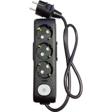 Viko Siyah Multi-Let 3'lü Anahtarlı Topraklı Çocuk Korumalı Grup Priz 70 cm