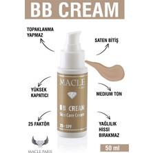 Macle Paris Bb Krem Medium,pütürlü Cilt Kapatıcı,ton Eşitleyici ,topaklanma Karşıtı ,kokusuz + 25 Spf