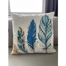 Palmia Home Mavi Tüy Desenli Çift Taraflı Dekoratif Minder Kılıfı 60 x 60 cm