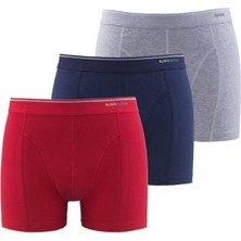 Erkek Boxer Tender Cotton 3'lü Kırmızı-Gri-Lacivert 9673