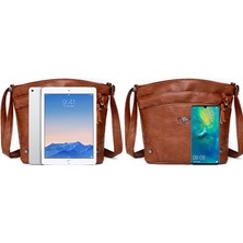 Ruichihu 23 x 10 x 21 cm. Kadın Yumuşak Deri Postacı Omuz Çantası - Kahverengi (Yurt Dışından)
