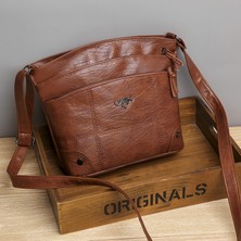 Ruichihu 23 x 10 x 21 cm. Kadın Yumuşak Deri Postacı Omuz Çantası - Kahverengi (Yurt Dışından)