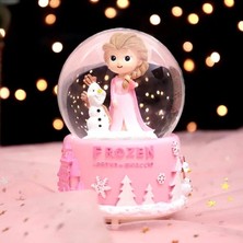 Hediyezin Pembe Frozen Işıklı Müzikli Orta Boy Kar Küresi