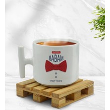 BK Kişiye Özel Yakışıklı Babam Tasarımlı T Kulplu Beyaz Middle Kupa Bardak-2