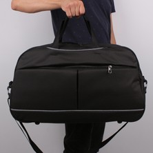 Bagacar 50X30X24 cm Unisex Siyah Kumaş Plaj Spor ve Seyahat Çantası