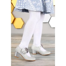 Kiko Kids Kiko 751 Çupra Günlük Kız Çocuk 4 cm Topuk Babet Ayakkabı Gümüş