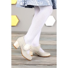 Kiko Kids Kiko 751 Simli Günlük Kız Çocuk 4 cm Topuk Babet Ayakkabı Sedef