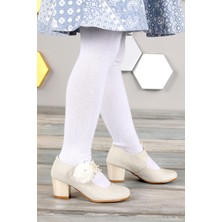 Kiko Kids Kiko 751 Simli Günlük Kız Çocuk 4 cm Topuk Babet Ayakkabı Sedef