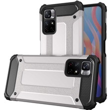 Caseart Xiaomi Redmi Note 11T 5g Kapak Çift Katmanlı Zırh Tank Kılıf - Gri