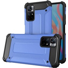 Caseart Xiaomi Redmi Note 11T 5g Kapak Çift Katmanlı Zırh Tank Kılıf - Mavi