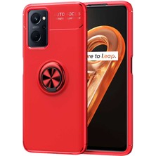 Case World Caseworld Oppo A96 4g Kılıf Renkli Yüzüklü Manyetik Silikon Kapak - Kırmızı