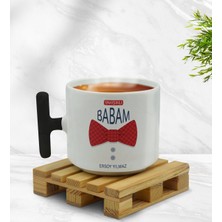 BK Kişiye Özel Yakışıklı Babam Tasarımlı Siyah T Kulplu Middle Kupa Bardak-2