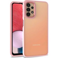 Caseart Samsung Galaxy A13 4g Kapak Metal Kamera Korumalı Arkası Şeffaf Silikon Kılıf - Rose Gold