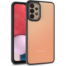 Caseart Samsung Galaxy A13 4g Kapak Metal Kamera Korumalı Arkası Şeffaf Silikon Kılıf - Siyah