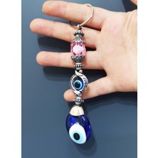 Mixperi Nazar Boncuklu Pembe Kristal Taşlı Anahtarlık
