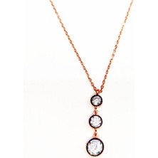 Oriental Elmas Modeli Gümüş Rose Kolye