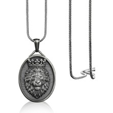 Bysilverstone  Aslan Kral Madalyon Gümüş Kolye