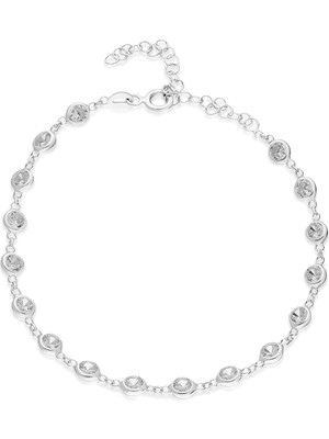 Adal Silver Kadın Gümüş Rodyumlu Zirkon Sıra Taşlı Bileklik
