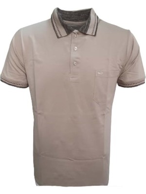 Rey Polo Erkek Basic Polo Yaka Kısa Kol T-Shirt R01175 - Bej - L