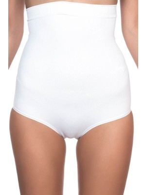 Emay Kadın Yüksel Bel Dikişsiz Slip Korse 2008 Beyaz