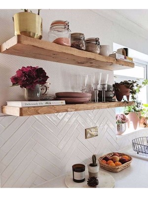 Karadeniz Dizayn Doğal Ahşap Raf 2'li Takım - 120 x 20 cm