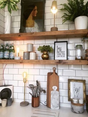 Karadeniz Dizayn Doğal Ahşap Raf 2'li Takım - 130 x 20 cm