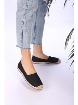 Shoeberry Kadın Siyah Keten Espadril