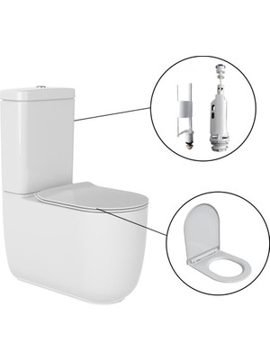 Bien Vokha Duvara Sıfır Klozet 63 cm Iç Takım Kapak Set
