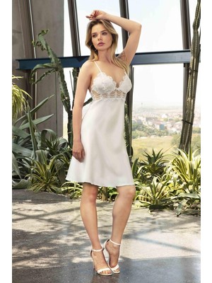 Nurteks Saten Gecelik 5491 - Ekru