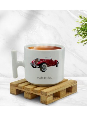 BK Kişiye Özel Retro Otomobil Tasarımlı T Kulplu Beyaz Middle Kupa Bardak-4