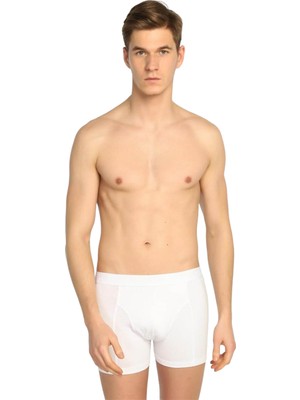 Tutku  Erkek 3'lü Likralı Boxer | Beyaz