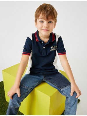 Koton Polo Yaka Tişört Kısa Kollu Çizgili Pamuklu