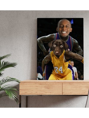 BK Evcil Dostlara Özel Basketbol Oyuncusu Tasarımlı Portre Kanvas Tablo 30X50CM-1