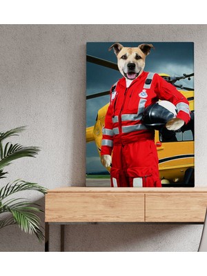 BK Evcil Dostlara Özel Ambulans Paramedik Tasarımlı Portre Kanvas Tablo 30X50CM-1