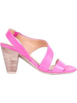 Bueno Shoes Fuşya Deri Kadın Topuklu Sandalet