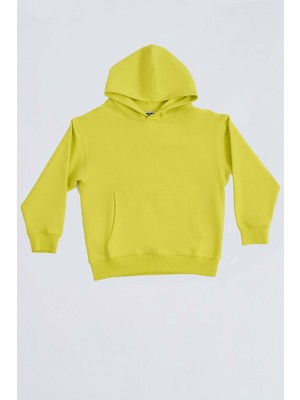 RECOLOR Organik Kapüşonlu Uzun Kollu Kız Çocuk Sweatshirt - Sarı - 6-8