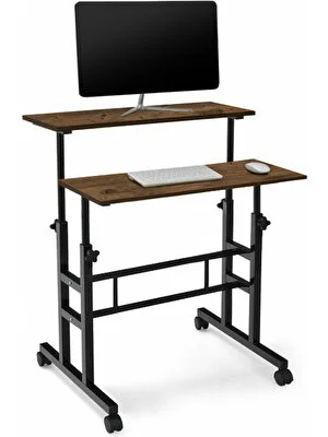 SC Dizayn Yükseklik Ayarlı Bilgisayar Laptop ve Çalışma Masası Ceviz 80 x 60 cm